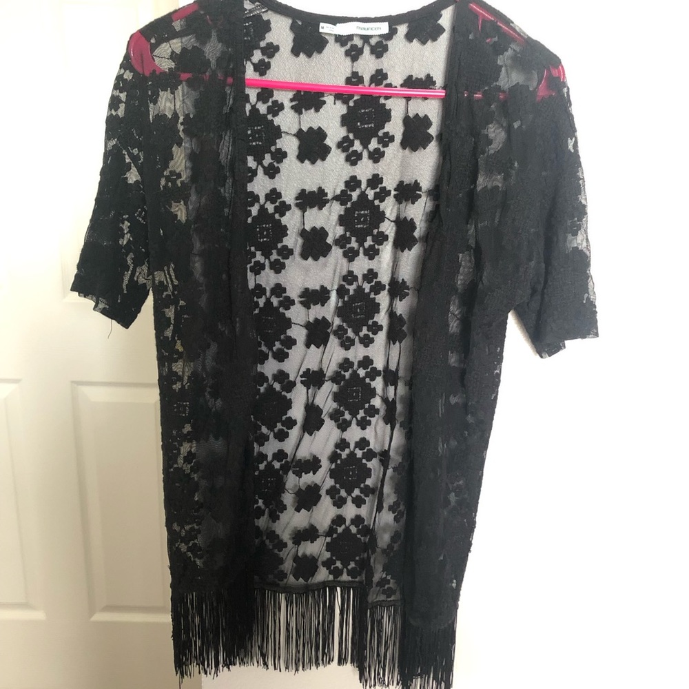 Black mesh kimono